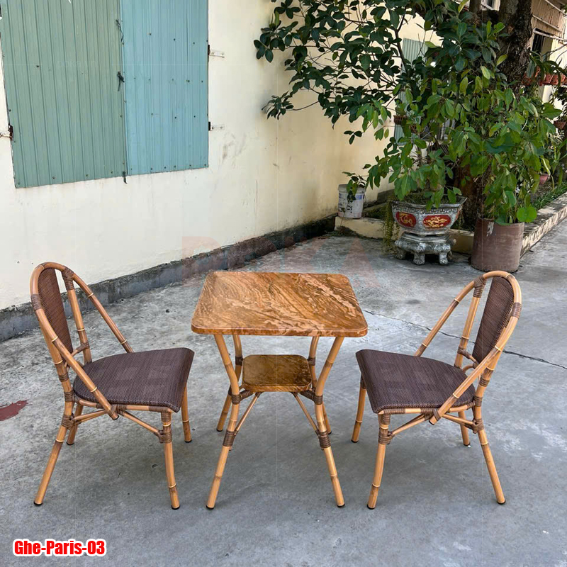 Bộ bàn ghế sân vườn Paris Fansipan vân đá