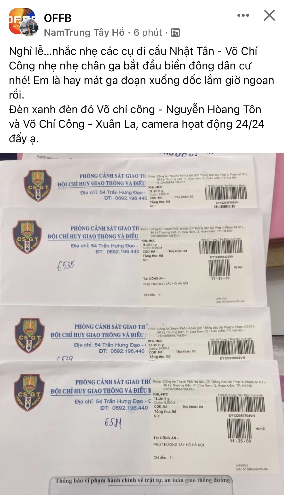 Phạt nguội tại cầu nhật tân