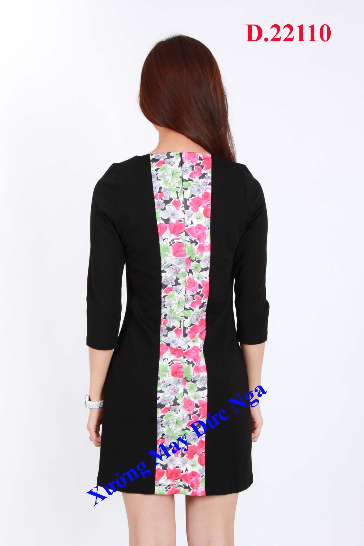 Đầm xuất khẩu dư F-21 bông đỏ, D.22110