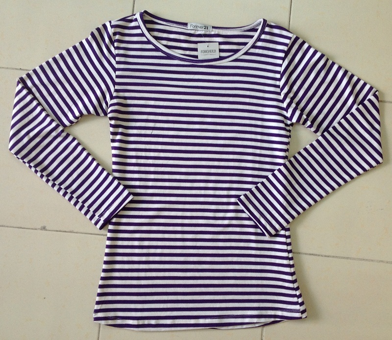 Áo thun nữ sọc, visco 100% cotton, 3 màu