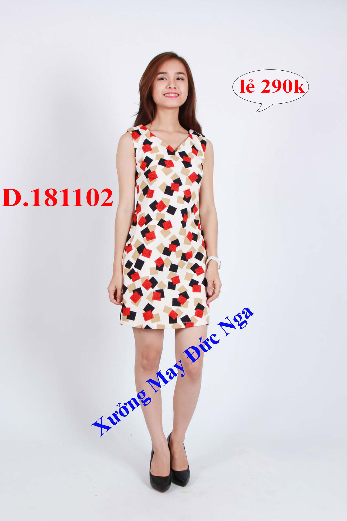 Đầm phối 4 màu cho bạn nữ dễ thương D.18110