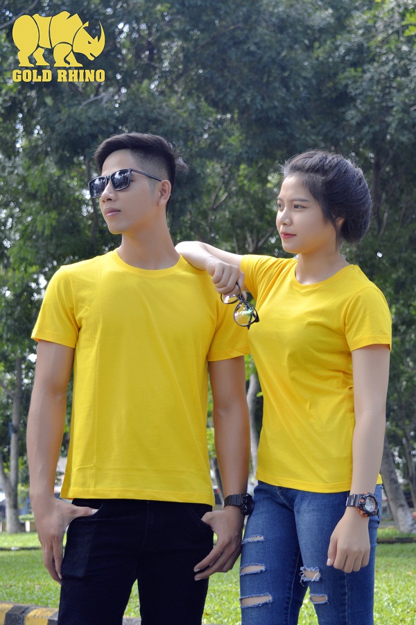 Bán bỏ sỉ áo thun trơn nam, chất liệu 100% cotton, màu vàng