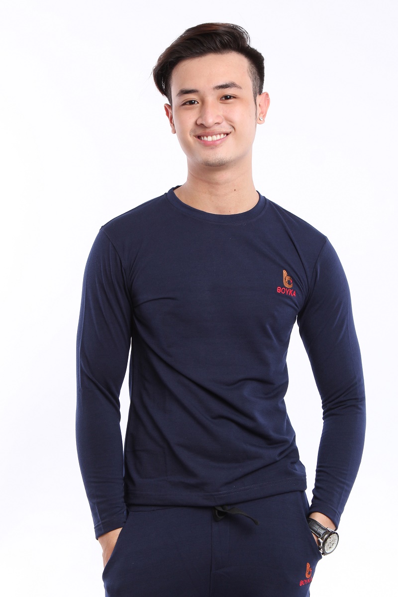 Áo thun nam giá sỉ Boyka, cổ tròn, màu xanh đen
