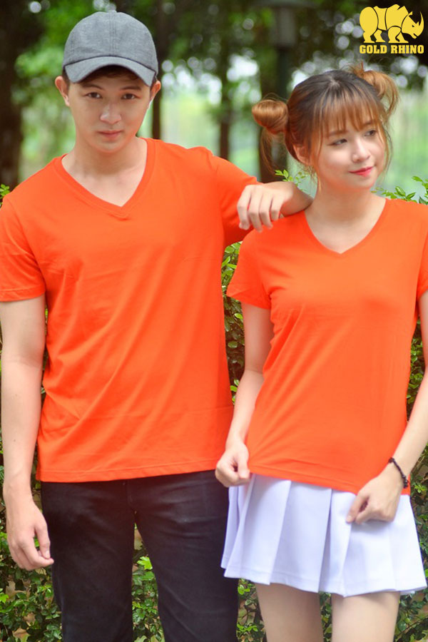Áo thun nam nữ cổ tim. 100% cotton, kháng khuẩn hạn chế mùi hôi