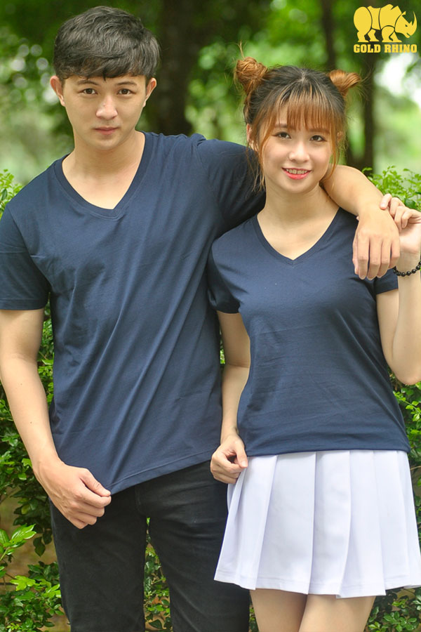 Bán buôn áo phông nam nữ cổ tim, 100% cotton cao cấp, siêu nhẹ
