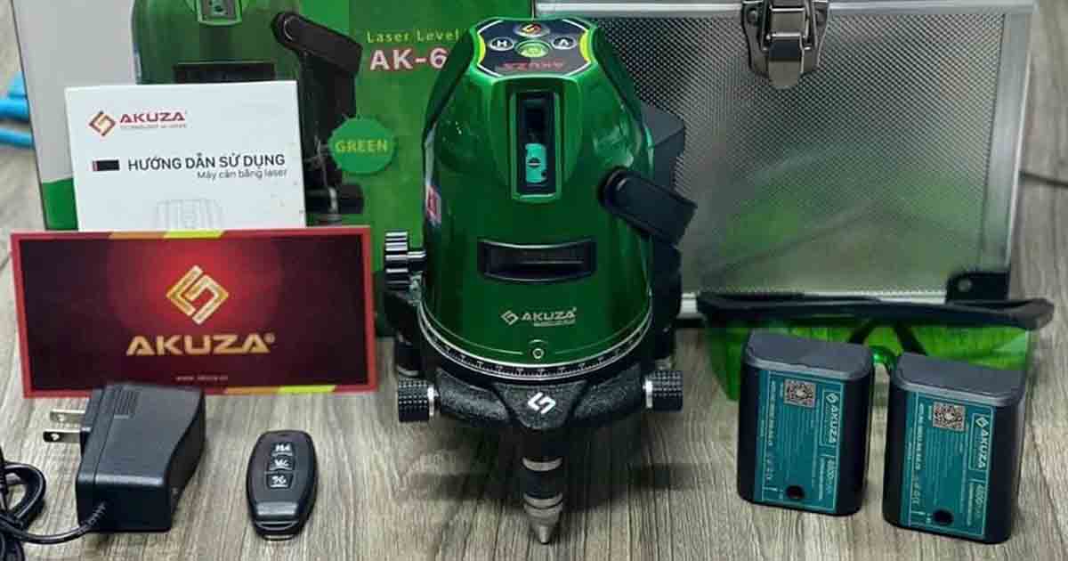 Máy cân bằng laser 5 tia xanh Akuza