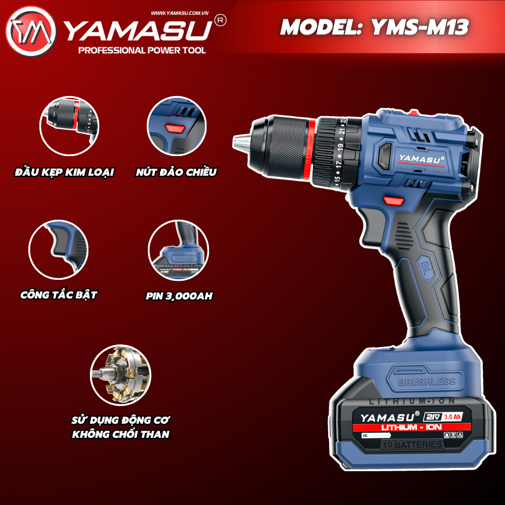 Máy khoan pin 21V YAMASU giá rẻ