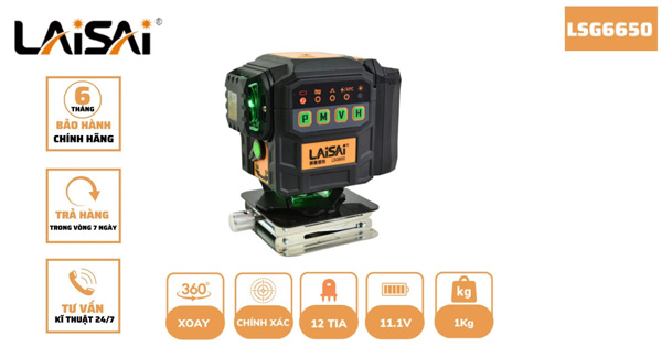 Máy laser tự cân bằng 12 tia xanh Laisai LSG-6650