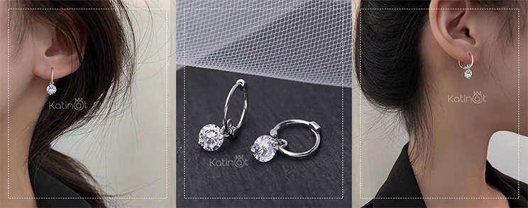 Bong tai bac treo da nho