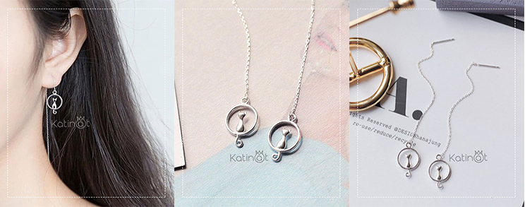 Day chuyen bac treo hình meo con