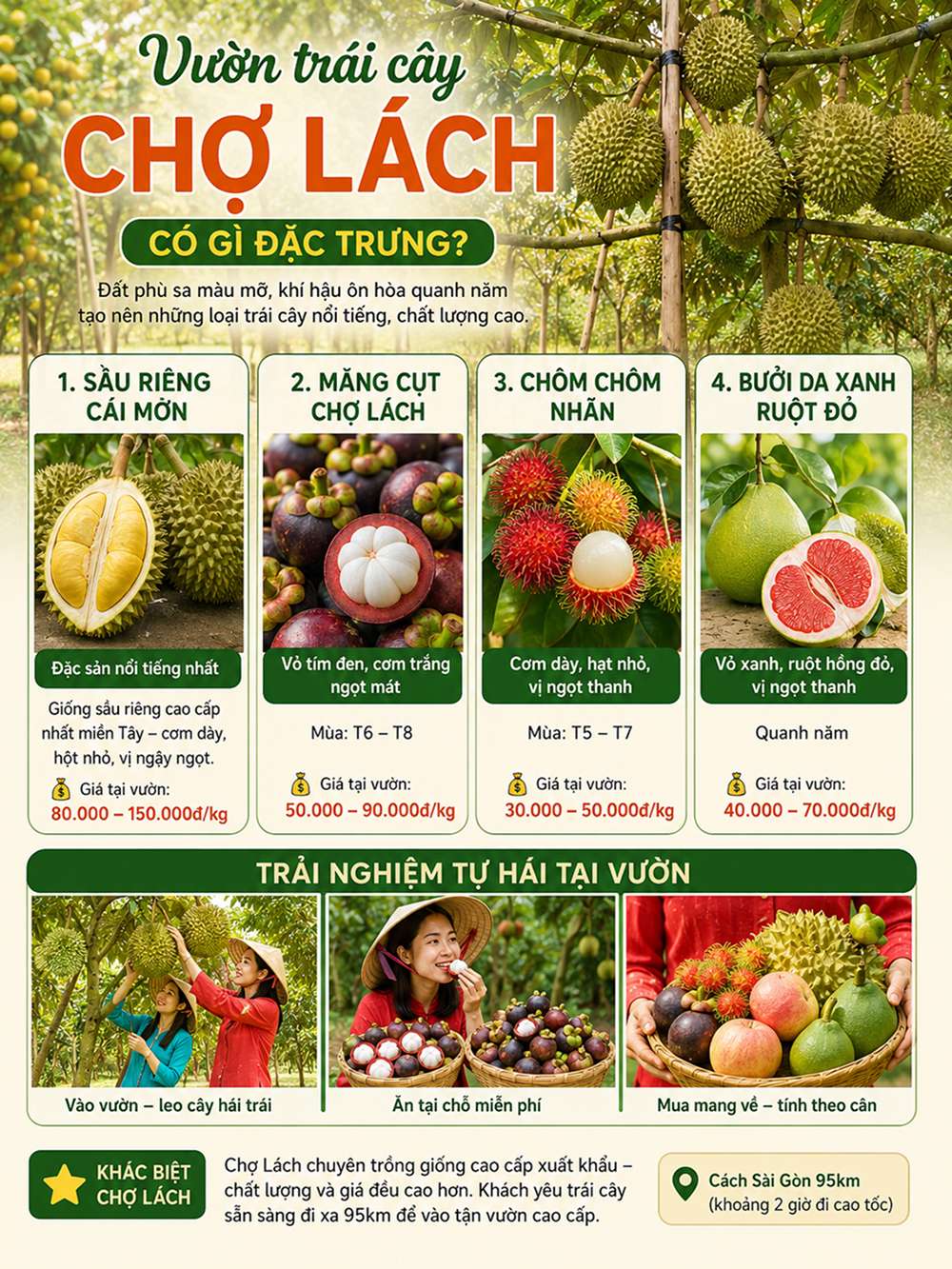 Vườn trái cây Chợ Lách có gì đặc trưng?