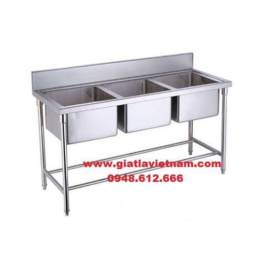 Thiết bị Bàn inox 03 hố chậu rửa