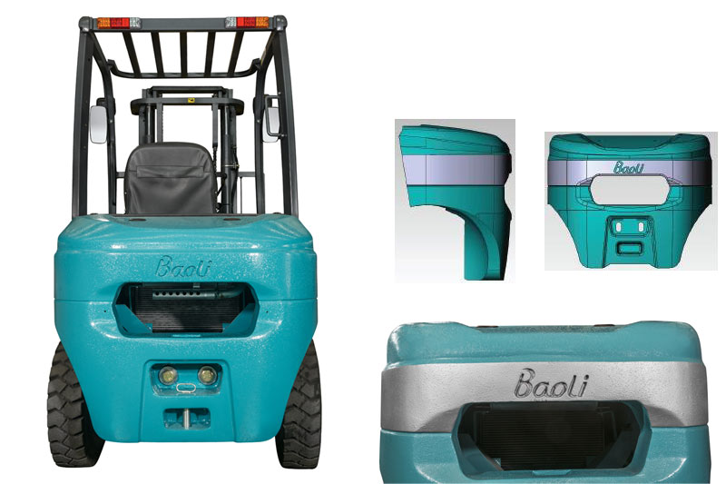 Phần đối trọng được thiết kế cong hạ trọng tâm, giúp xe vận hành ổn định