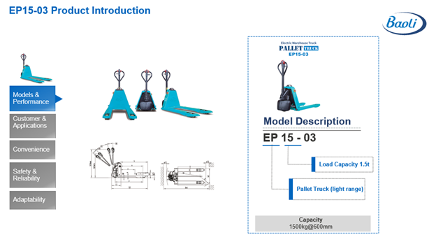 Xe nâng điện Baoli EP15-03