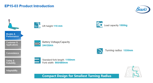Tổng quan về xe nâng điện Baoli EP15-03