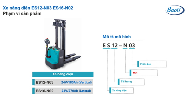 Tổng quan xe nâng stacker Baoli ES16-N02