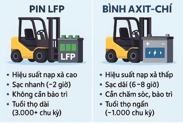 so sánh hiệu suất pin lithium vs axit chì