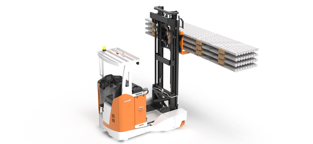 Xe nâng đa chiều, xe nâng xúc lật 2.5 Tấn, nâng cao 10.5 m, hiệu Zowell, nhiên liệu điện