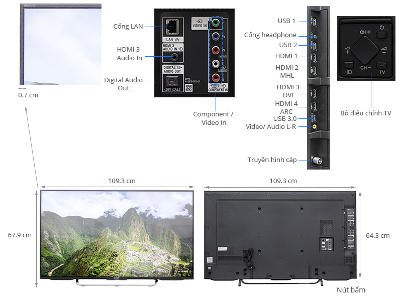 Thông số Internet Tivi Sony KD49X8300C 49 inch