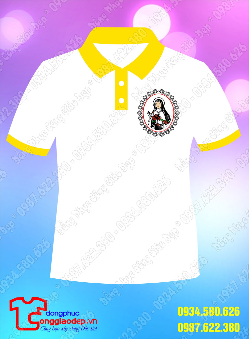 Mặt trước áo đồng phục công giáo - Giáo lý viên Giáo xứ Mỹ Đình