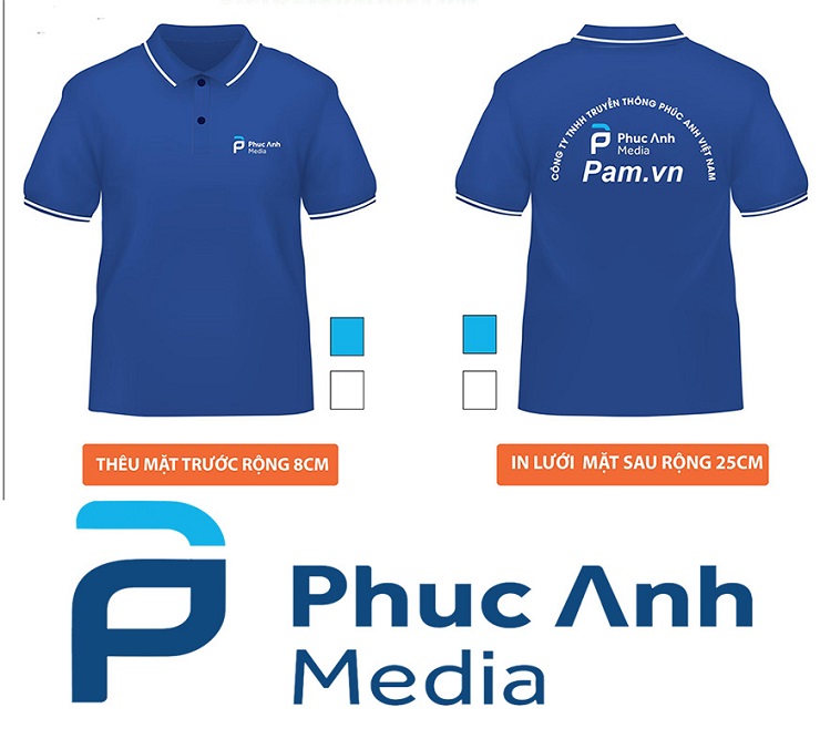 Logo và thông tin thương hiệu được in trên áo thun đồng phục tại Đồng Phục Và Quà Tặng