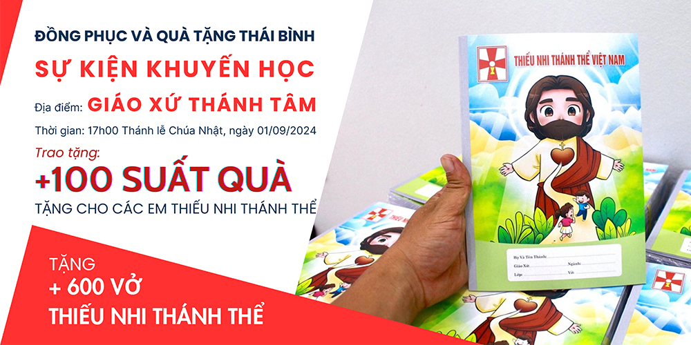 Công ty Đồng phục và quà tặng Thái Bình trao tặng suất quà cho các em Thiếu Nhi Thánh Thể tại giáo xứ Thánh Tâm