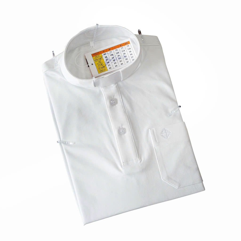 Áo Thun Cổ Côn Linh Mục Màu Trắng