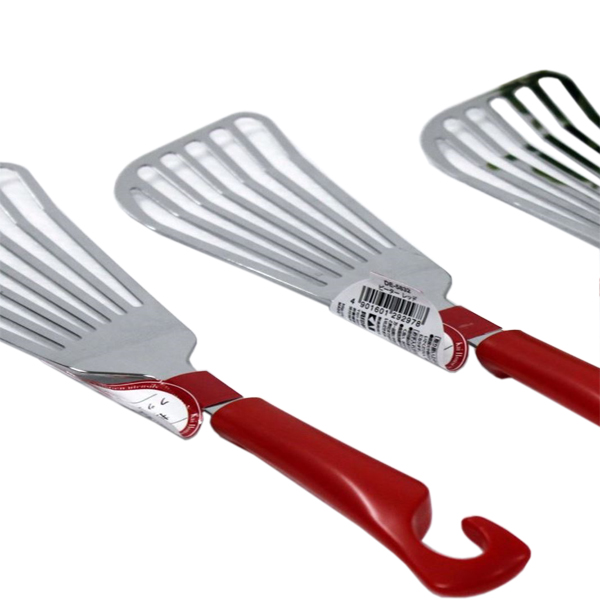 Kết quả hình ảnh cho Xẻng lật bản rộng, có rãnh bằng inox KAI (cán đỏ)"