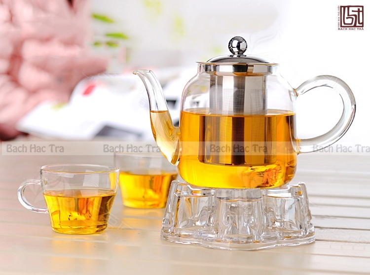 ấm trà thủy tinh lõi lọc inox