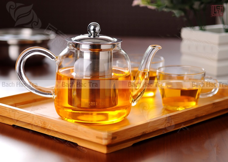 ấm trà thủy tinh lõi lọc inox
