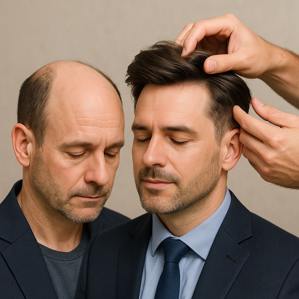 tóc giả cho nam đã trở thành giải pháp hoàn hảo, giúp bạn che đi khuyết điểm, lấy lại vẻ ngoài lịch lãm và tự tin hơn mỗi ngày