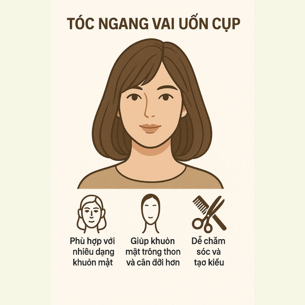 Tóc ngang vai uốn cụp - Dịu dàng, nữ tính và sang trọng