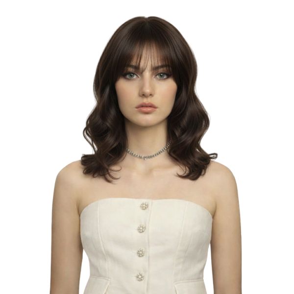 Tóc giả nữ xoăn có mái thưa