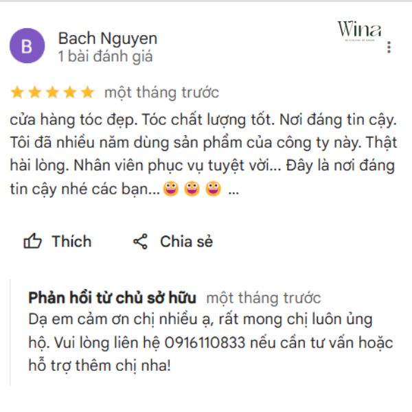 Khách hàng đánh giá về shop tóc giả Wina Wigs