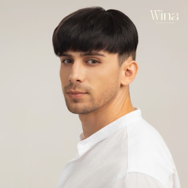 Tóc giả nam trung niên layer mái ngố