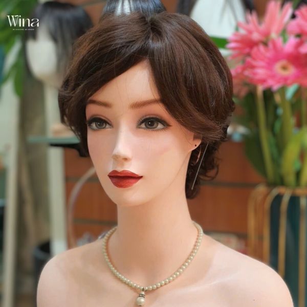 Tóc giả trung niên kiểu tém xoăn