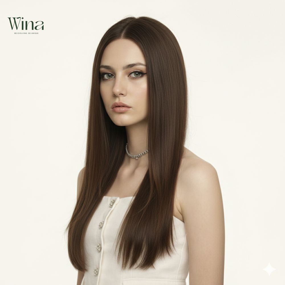 Với gượng mặt tròn nên chọn các kiểu tóc giả dài để giúp cân đối gương mặt hơn