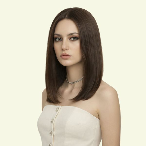 Tóc mái hói nữ ngôi giữa tự nhiên