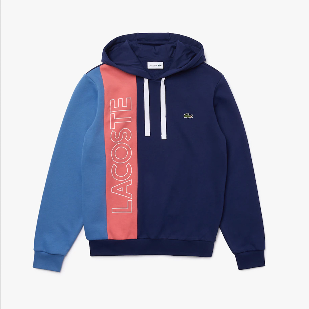 Áo khoác nỉ Lacoste Hooded Lettered Colourblock Fleece – Xanh Blue/Hồng