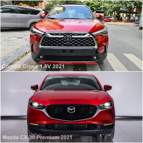So sánh phần đầu xe Toyota Cross 1.8V và Mazda CX-30 Premium 2021