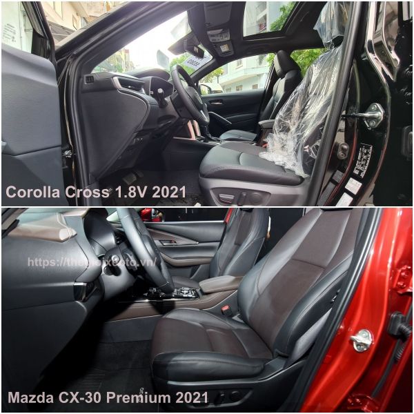 ghế lái Toyota Cross 1.8V và Mazda CX-30 Premium 2021