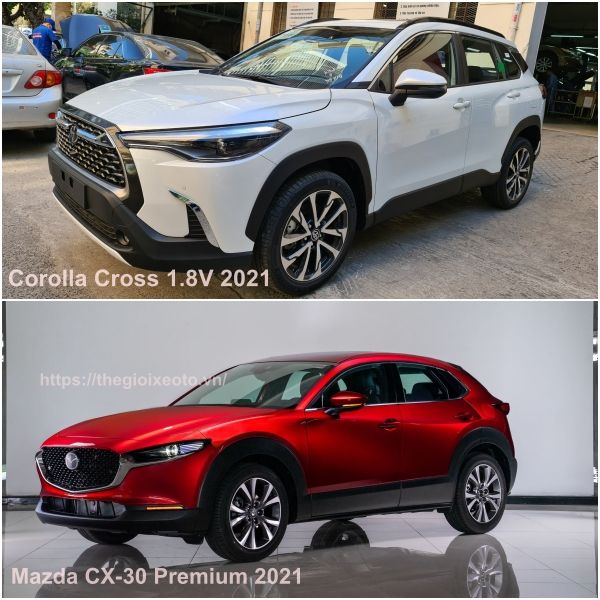 Ngoại thất Toyota Cross 1.8V và Mazda CX-30 Premium