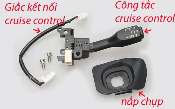 Các chi tiết của cần ga tự động Cruise Control độ trên xe Toyota