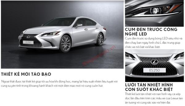 trang bị ngoại thất Lexus ES 250 2022