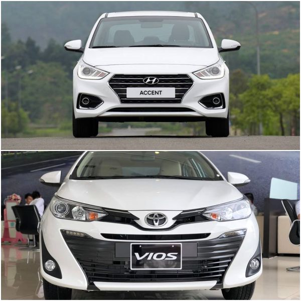 So sánh phần đầu xe Toyota Vios 2021 và Hyundai Accent 2021