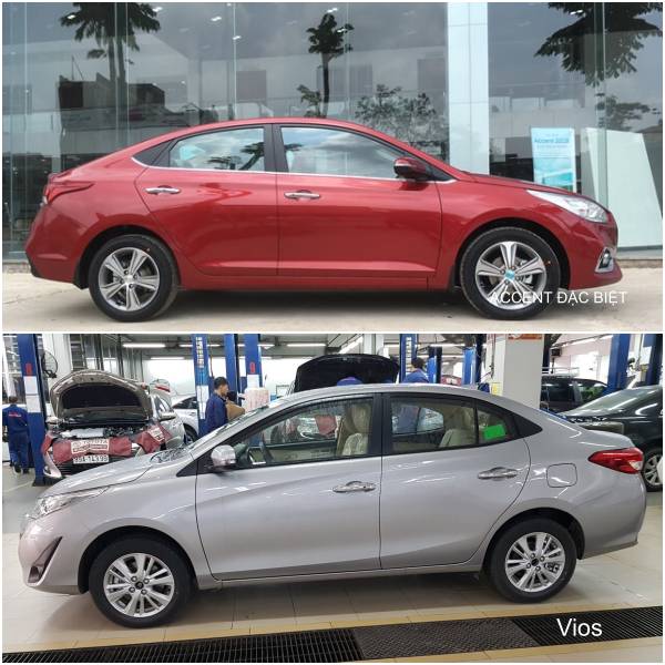 So sánh thân xe Toyota Vios và Hyundai Accent