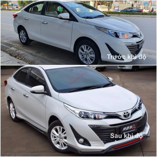 ngoại thất trước và sau khi độ body kit RBS cho xe Vios 2020