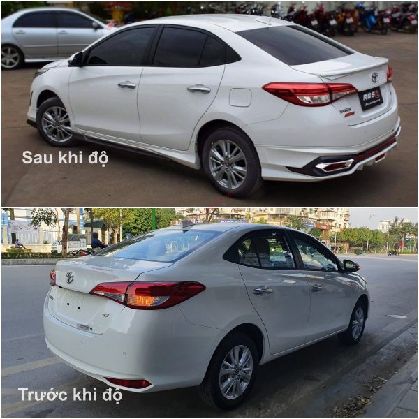 hông xe trước và sau khi  độ body kit RBS cho xe Vios 2020