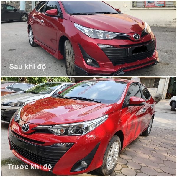 đầu xe trước và sau khi độ  độ body kit RBS cho xe Vios 2020