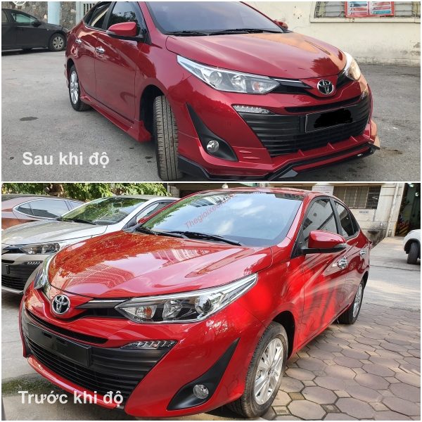 đầu xe trước và sau khi độ độ body kit RBS cho xe Vios 2020